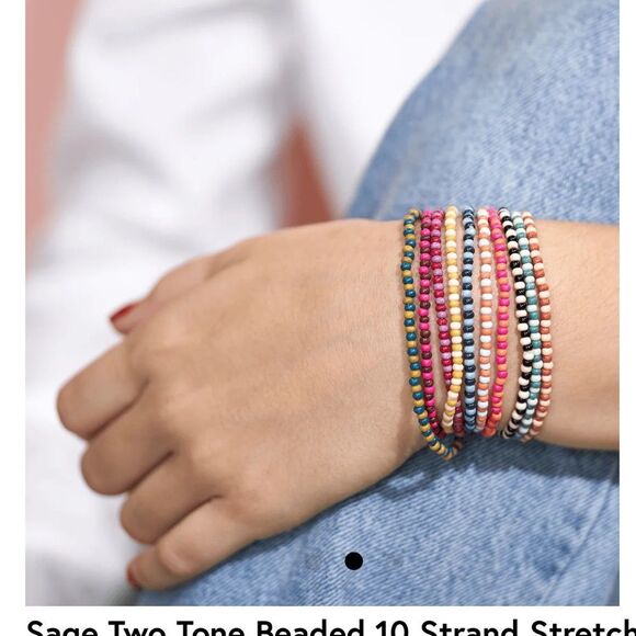 NWT Ink + Alloy Multicolor Stripes Beaded 0 Strand Stretch Layering Bracelets - Picture 2 of 6